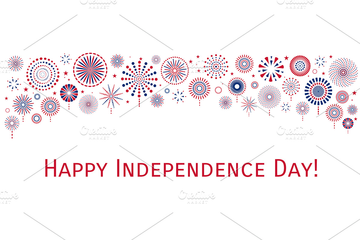 Fourth of July blue, red fireworks, a Seasonal Illustration by sceptical cactus