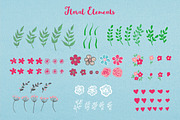 Romantic set with cats and flowers, a Texture Illustration by MalniArt (Thumbnail 3 of 9)