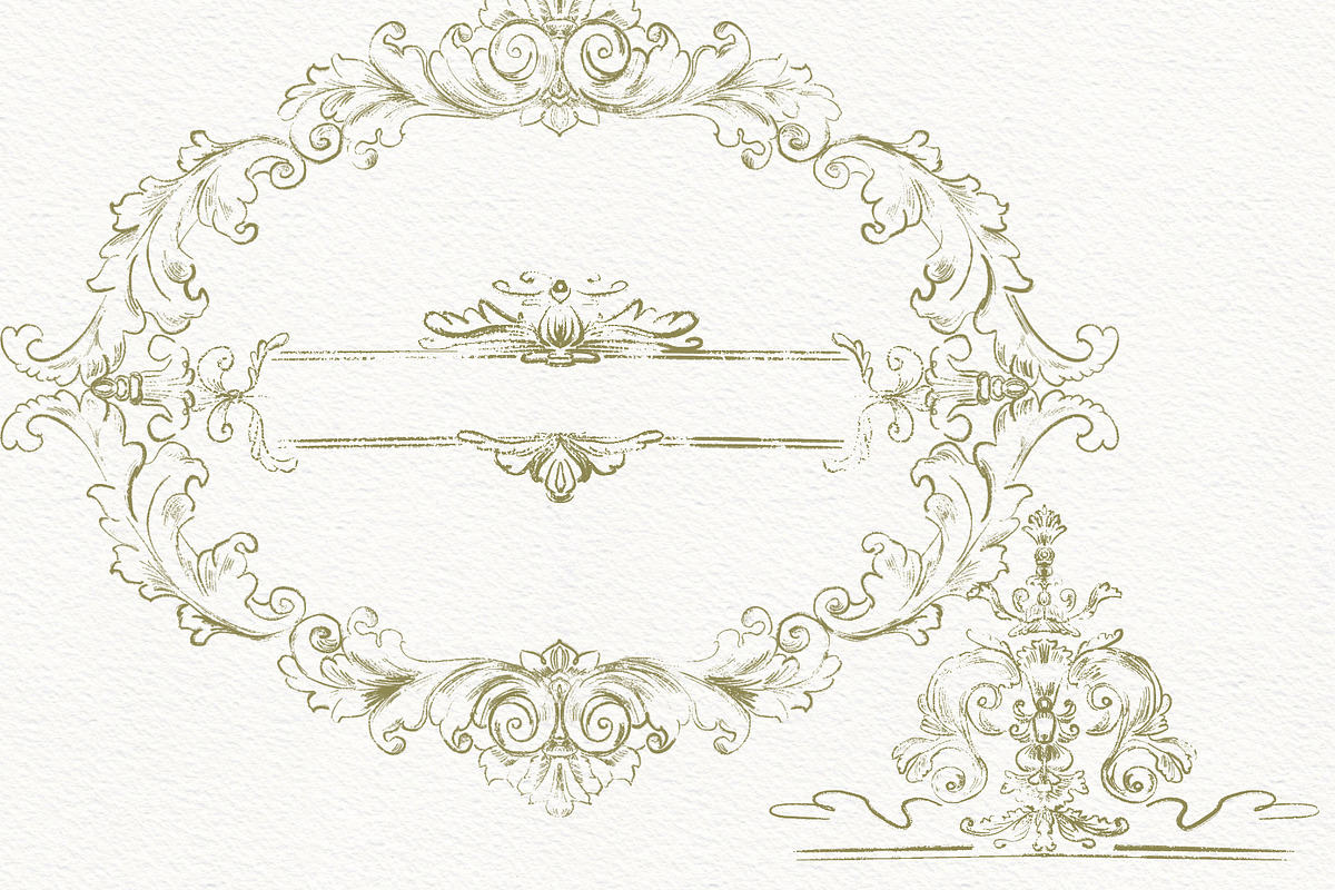 Vintage Green French Ornamental Set, an Object Illustration by AlenaVlasko stock Market (Photo 8 of 8)