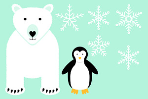 Vector Polar Bear And Penguin