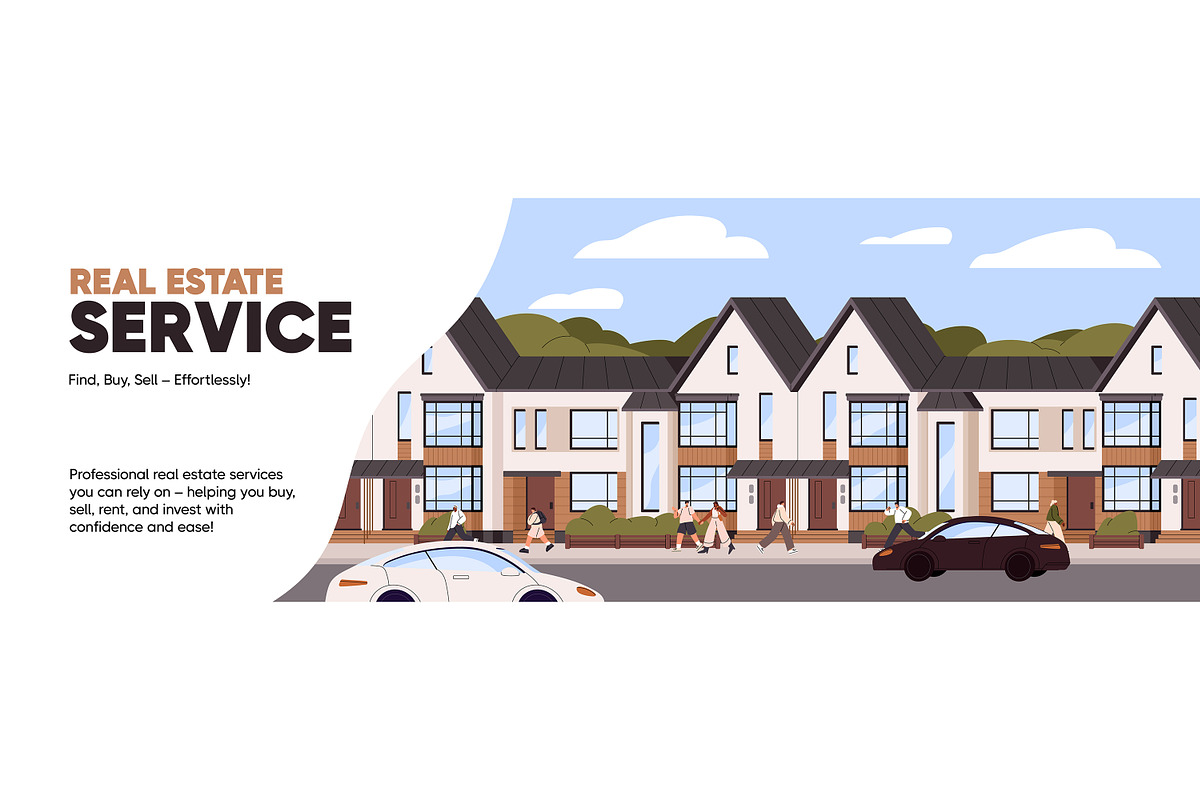 City residential houses, townhouses, an Object Illustration by PaperTrident (Photo 3 of 4)