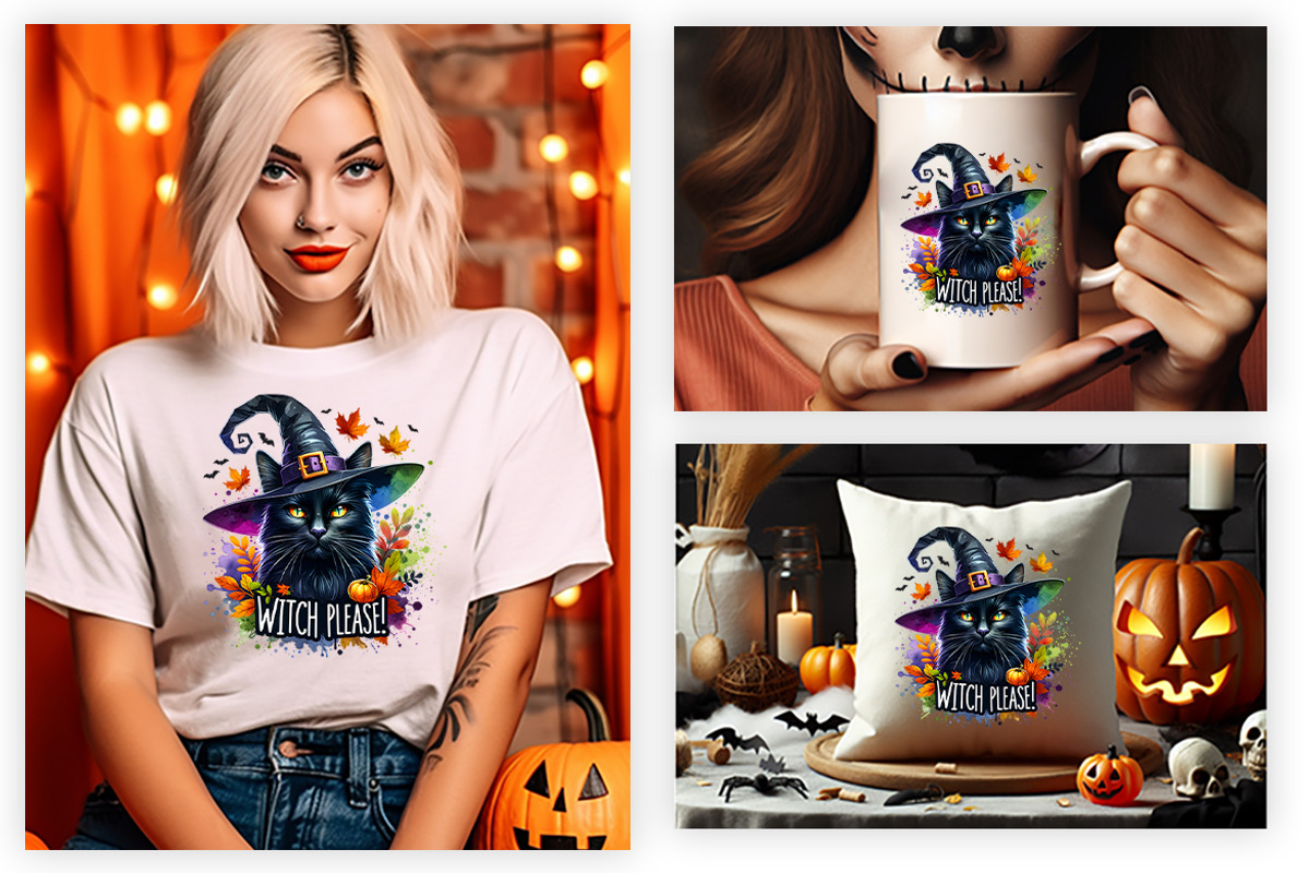 Halloween Witch Please Black Cat PNG, a Seasonal Illustration by Creative Arslan (Photo 2 of 3)