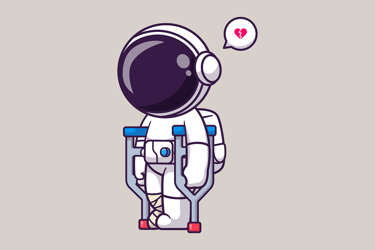 Cute Astronaut Injured Leg Cartoon, a Technology Illustration by Catalyst Labs (Photo 1 of 3)