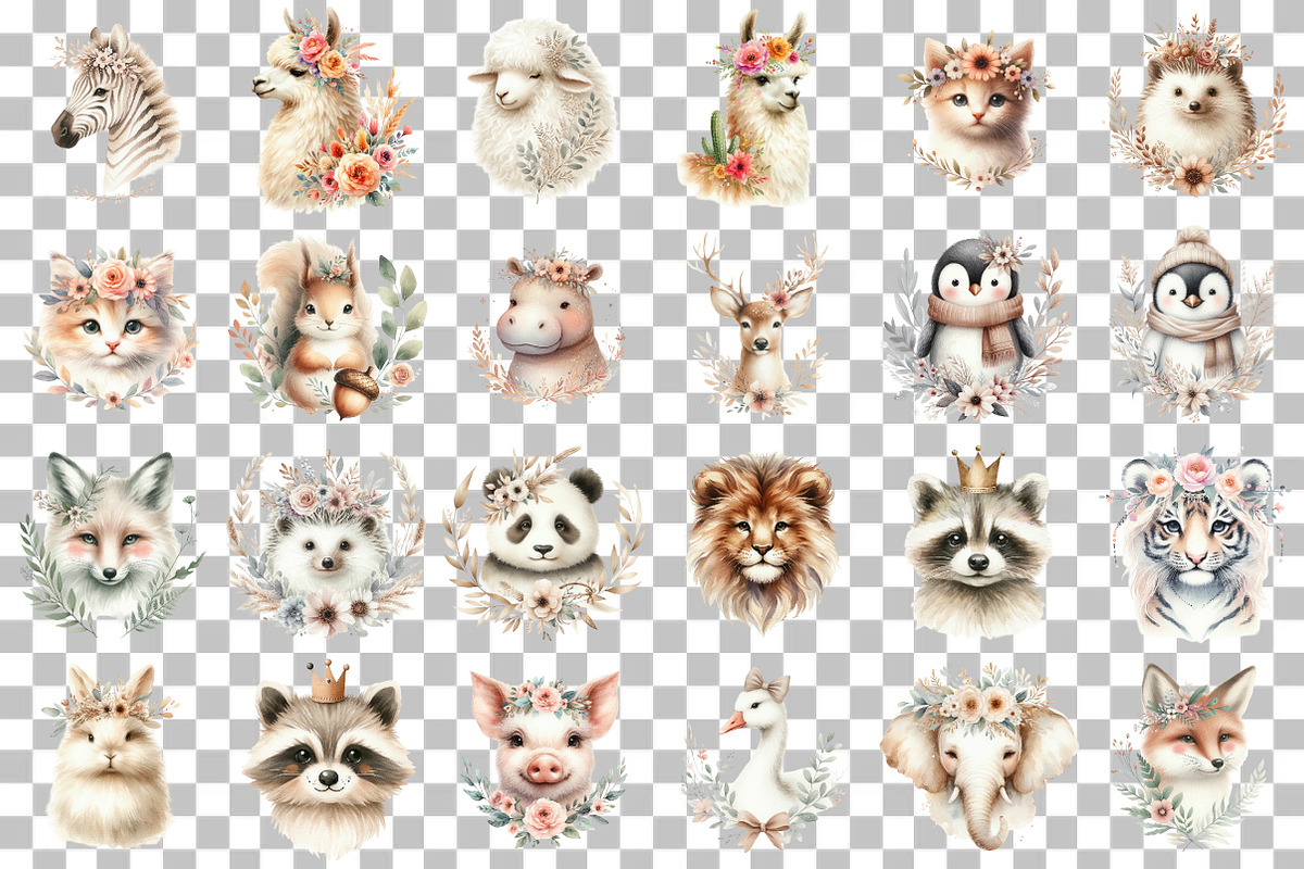 Boho Animal Portraits Clipart, an Illustration by DreamCafeArt (Photo 3 of 6)