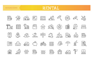 Rental property line icons set, an Outline Icon by Tettygreen