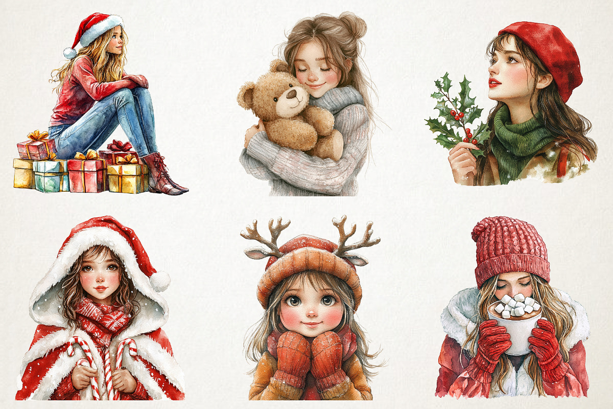 Christmas Cute Girls Sublimation Png, an Illustration by RobertsArt (Photo 5 of 7)
