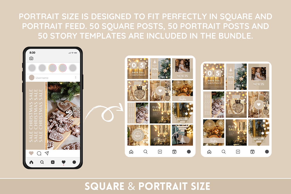Beige Christmas Instagram Templates, a Social Media Template by SunshineStudioBoutique (Photo 4 of 8)