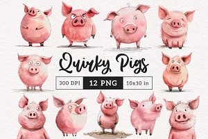 Quirky Pig Clipart