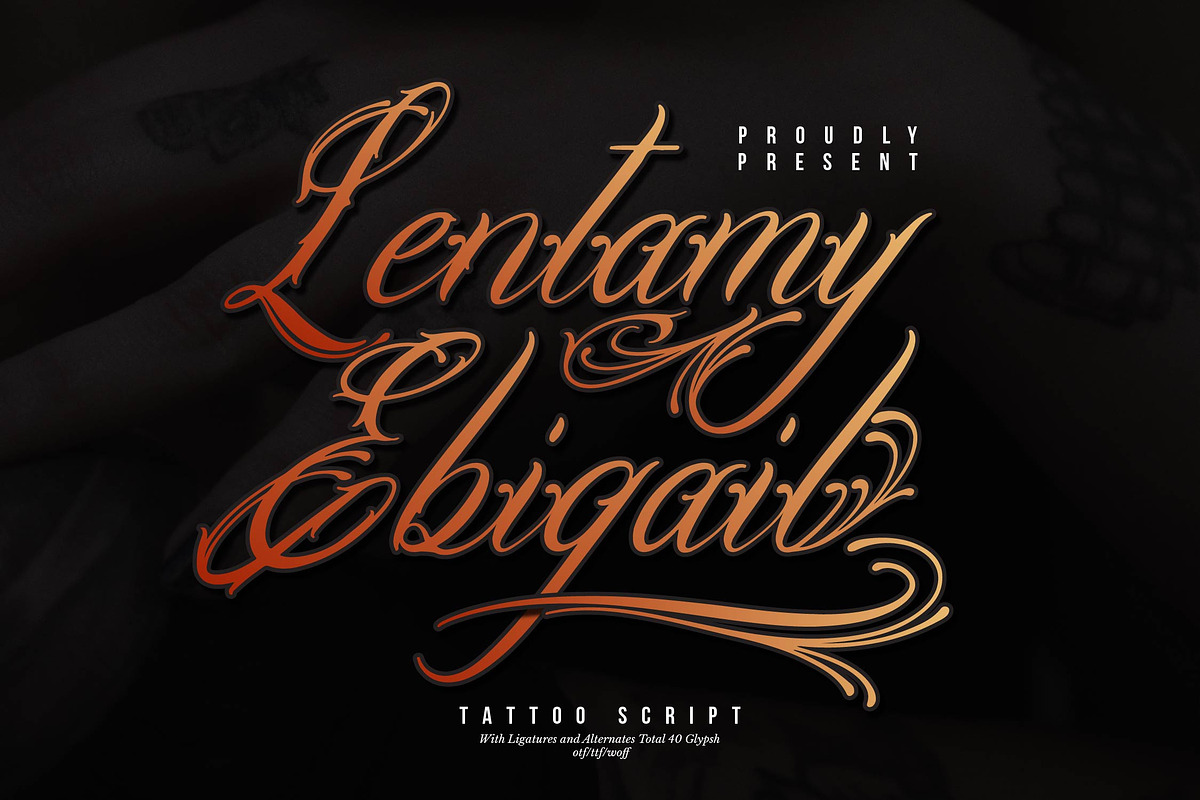 Lentamy Ebigail | Tattoo Script, a Script Font by Denustudios (Photo 1 of 14)