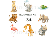 34 Safari Animal Clipart, an Animal Illustration by Pati Charm Studio (Thumbnail 3 of 8)