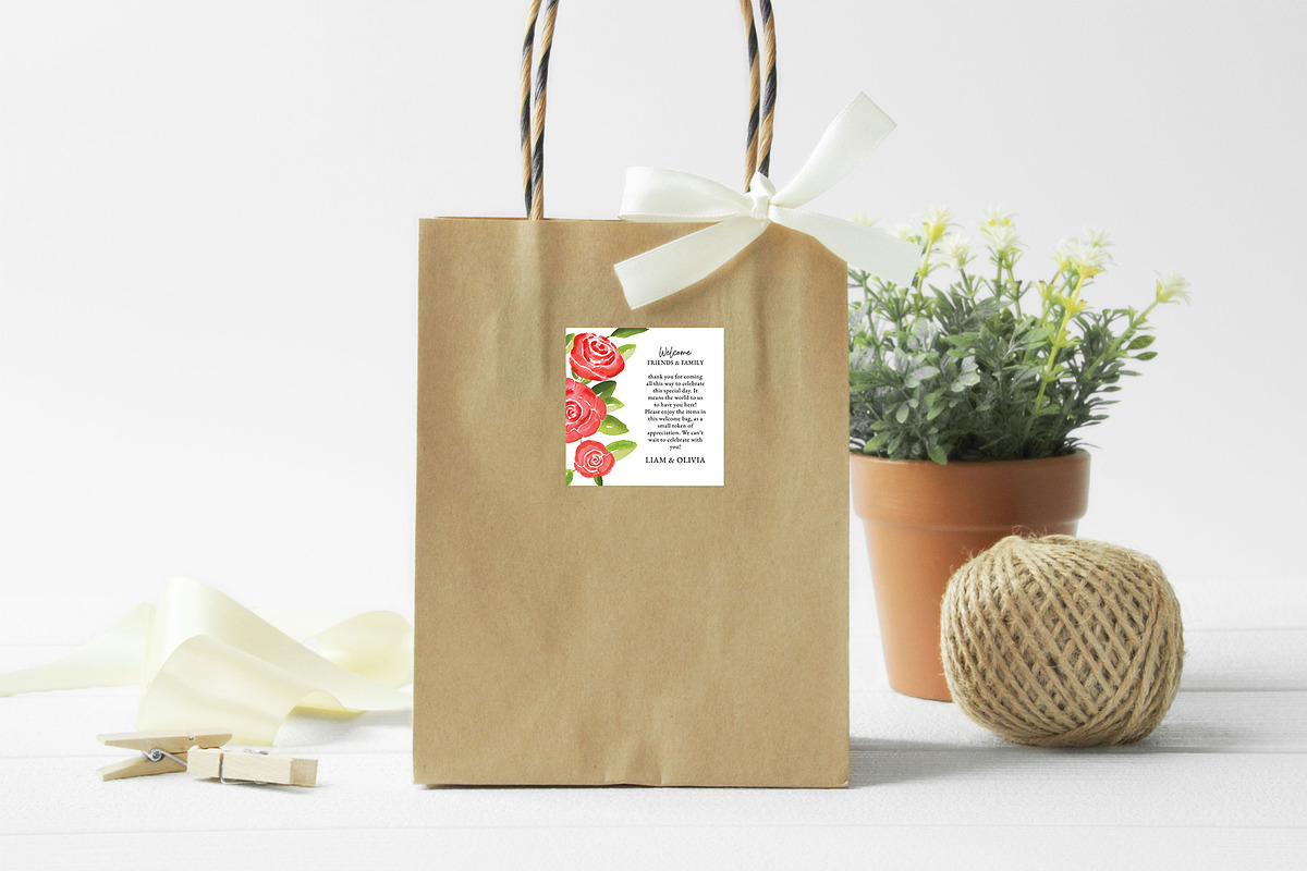 Rose Floral Wedding Tags & Labels, a Stationery Template by Beyond Muse (Photo 2 of 4)