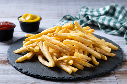 Fried potatoes, french fries on wood, a Food & Drink Photo by etorres69