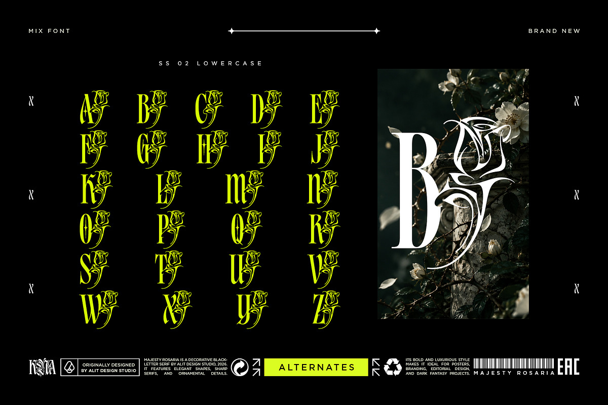 Majesty Rosaria Typeface, a Blackletter Font by alit design (Photo 4 of 20)