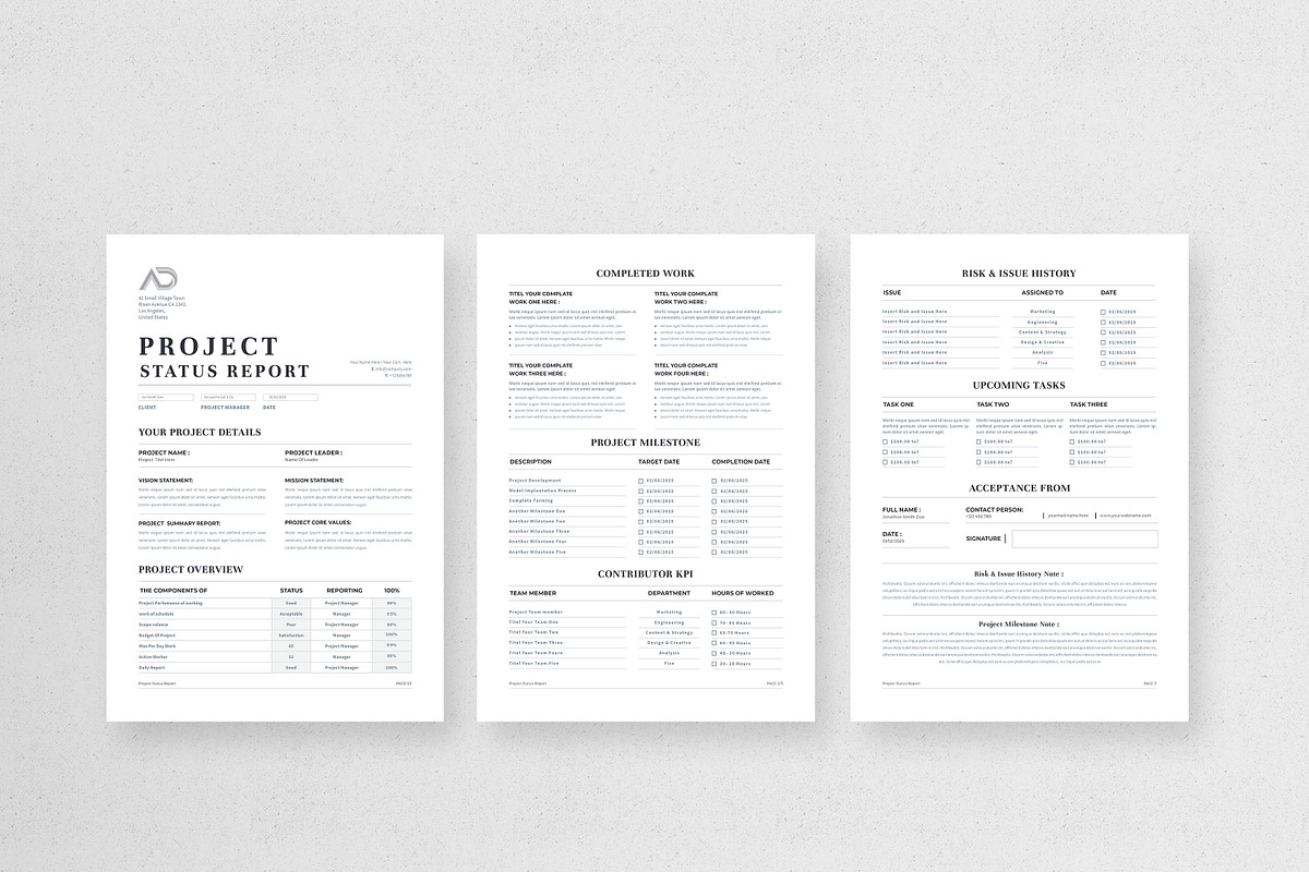 Project Status Report | Word & Indd, a Stationery Template by design_hut (Photo 2 of 6)