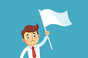 Sad businessman holding white flag, a Person Illustration by SouravDesign (Thumbnail 3 of 3)