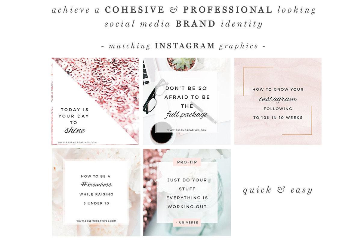 Rose Gold Social Media Templates, a Social Media Template by Essem Creatives (Photo 2 of 8)