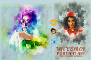 Watercolor Portrait Art, an Action Add-On by MRI STUDIO (Thumbnail 1 of 15)