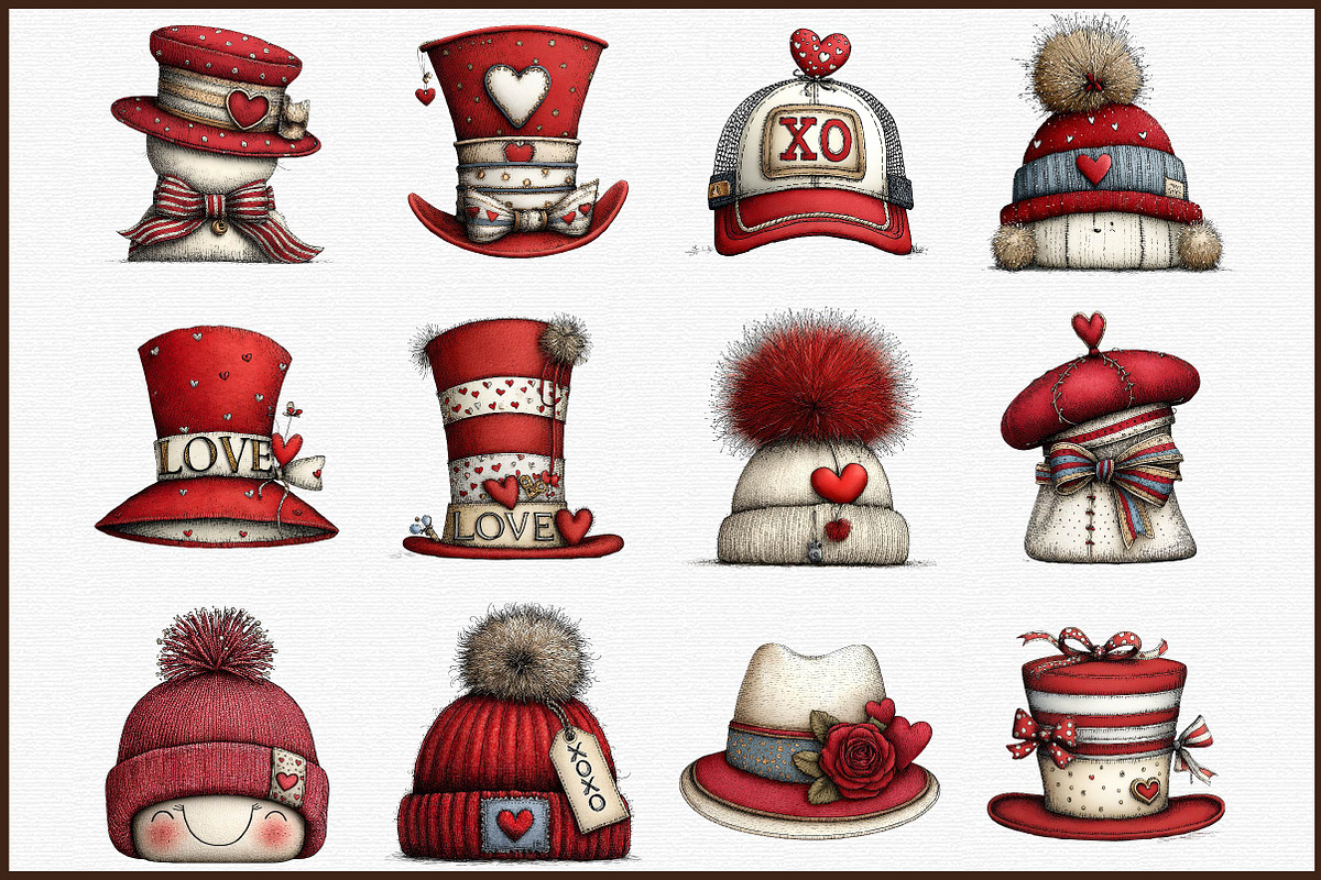 Valentine s Love Hat Clipart, an Illustration by Sublimation Artist (Photo 3 of 6)
