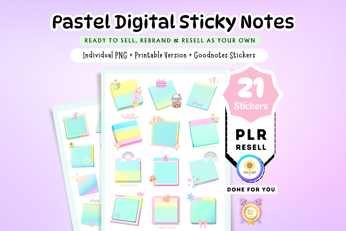 PLR Resell Digital Sticky Notes, a Stationery Template by Tas Creative Studio (Photo 1 of 7)