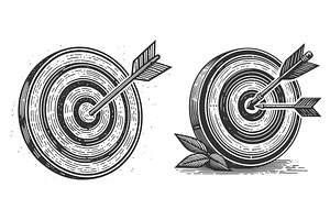 Archery Targets with Arrows Hitting, an Object Illustration by AlexArt