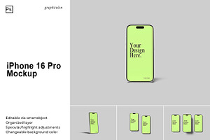 iPhone 16 Pro Mockup, an iPhone Mockup by Graphiculon
