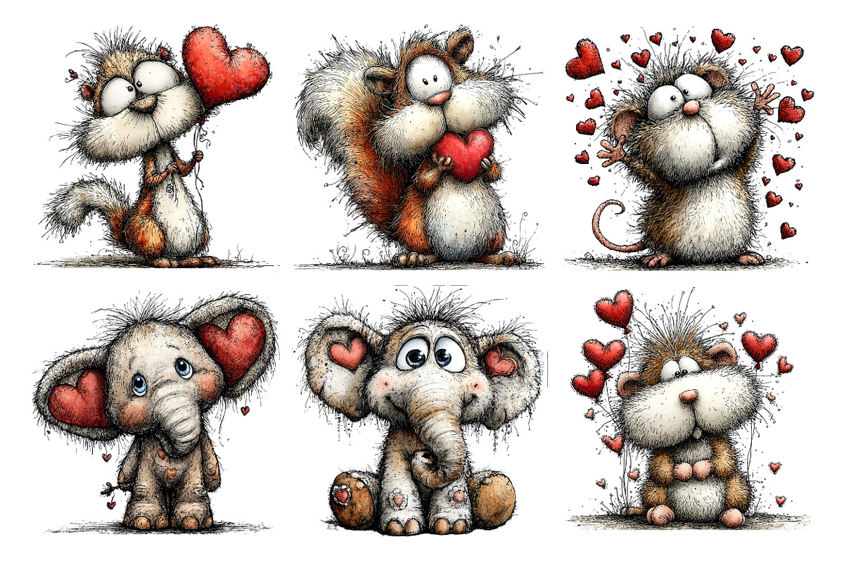 Woodland Valentine Portraits Clipart, an Illustration by SinaCreation (Photo 4 of 11)