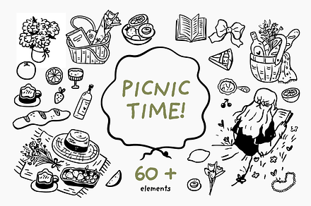 Handdrawn Picnic: whimsical clipart