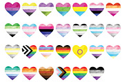 Pride Flag Hearts Clipart Set, an Illustration by SugarPickle Clip Art (Thumbnail 2 of 2)
