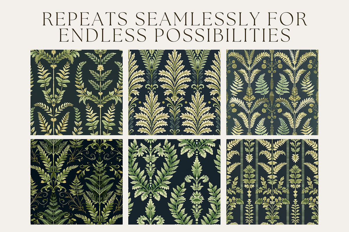 15 Symmetrical Ferns Patterns, a Pattern Graphic by Inknfolly (Photo 2 of 7)