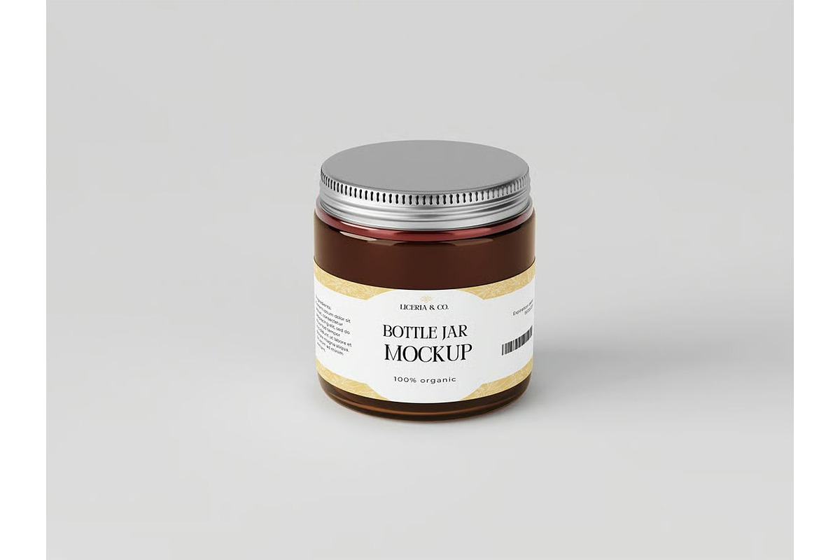 Bottle Glass Jar Mockup, a Packaging Mockup by zippypixelstudio (Photo 4 of 8)
