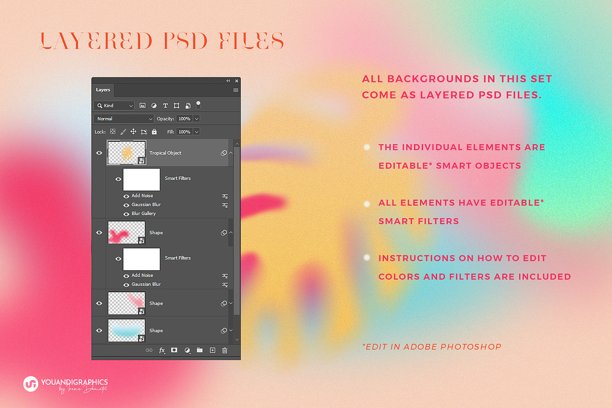 Tropical Grainy Gradient Backgrounds, a Texture Graphic by Youandigraphics (Photo 3 of 12)
