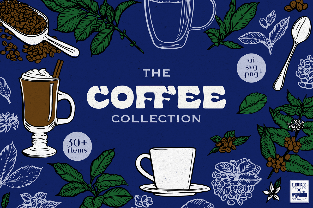 Coffee Illustration Pack, a Food Illustration by Eldorado Design Co. (Photo 1 of 9)