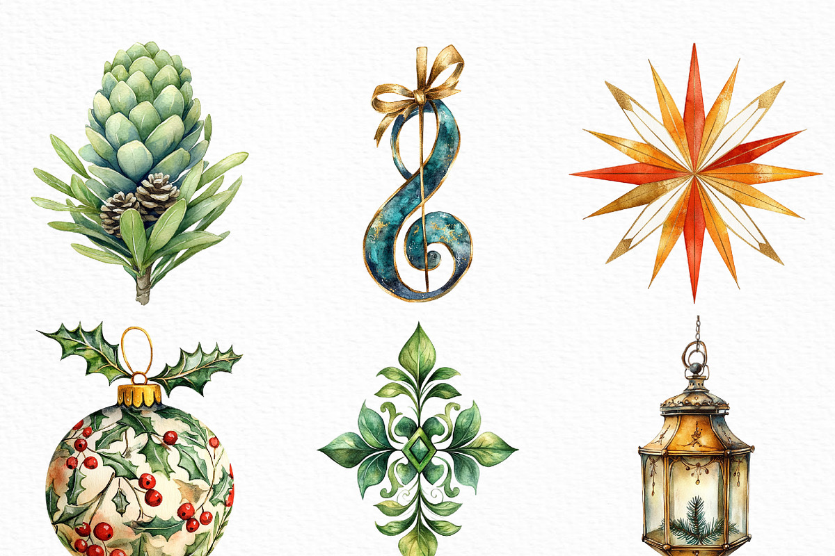 Vintage Christmas Ornaments Clipart, an Illustration by Craft Nest (Photo 2 of 6)