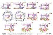 Floral Vintage Sewing Machines, an Object Illustration by CaraulanStore (Thumbnail 2 of 12)