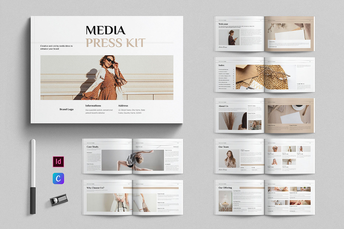 Media Press Kit Template, a Brochure Template by E-Type (Photo 1 of 9)