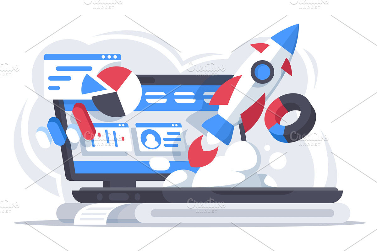 Successful start up, starting, a Technology Illustration by Things for designers