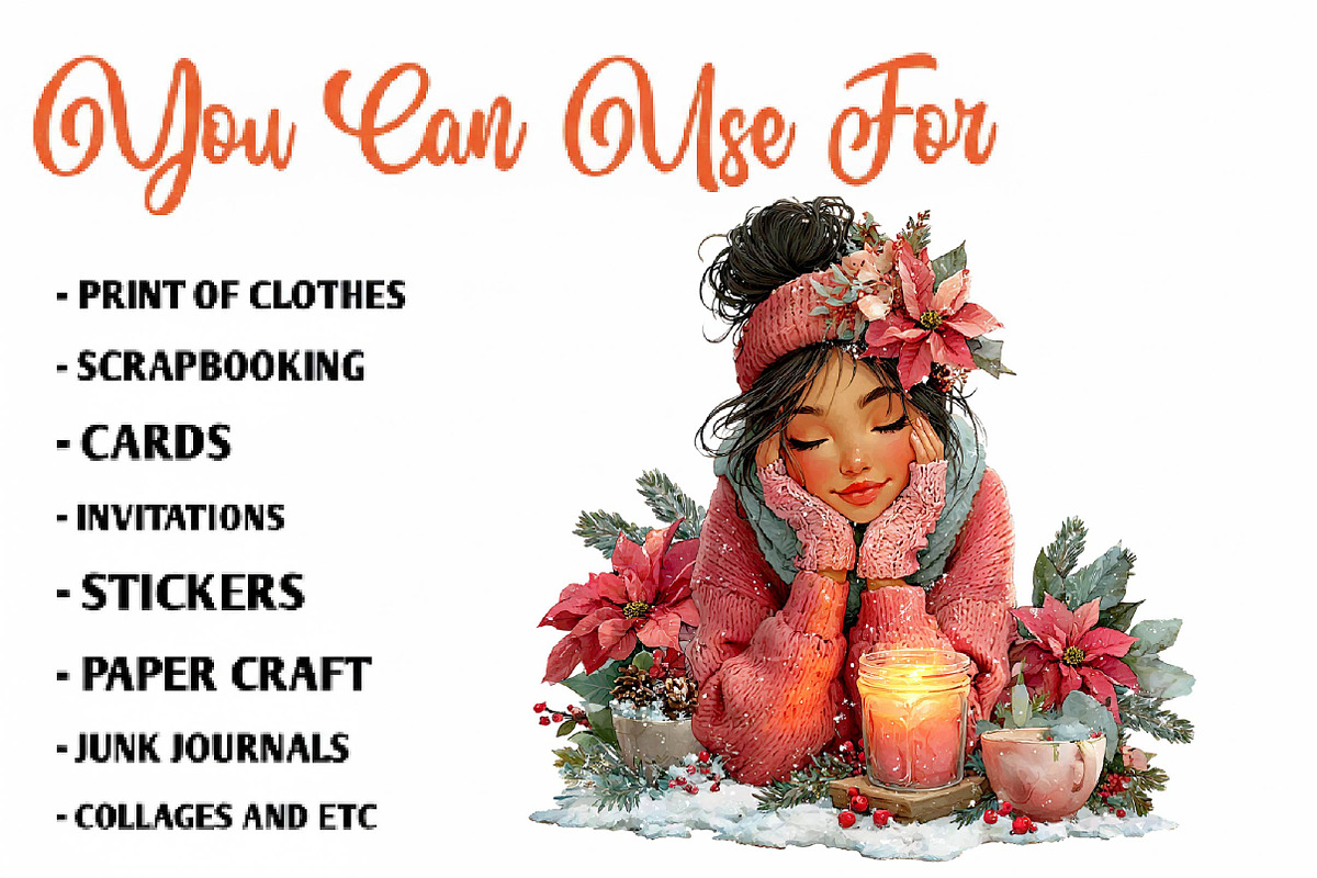 Christmas Girl clipart, a Seasonal Illustration by CreationArt (Photo 5 of 7)