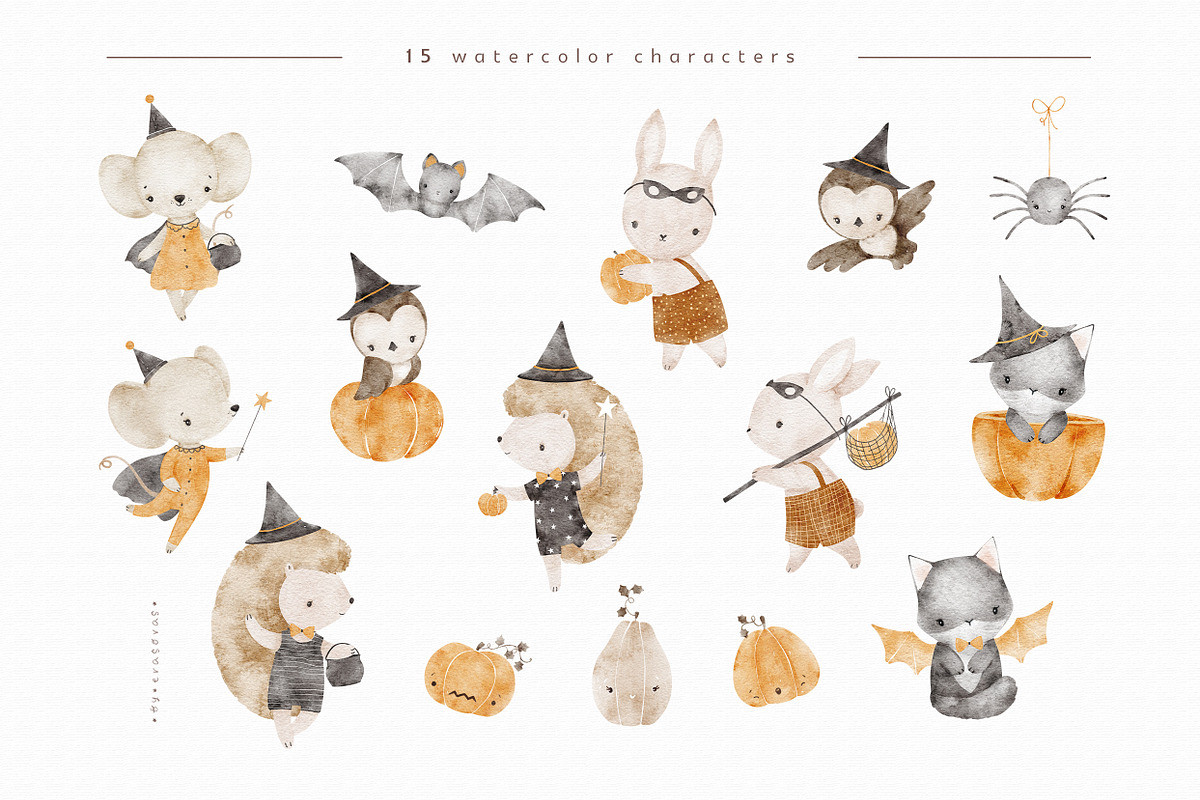 MAGICAL AUTUMN watercolor set, an Animal Illustration by erasovas (Photo 3 of 13)