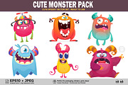 Cute Monster Mascots & Sticker Set, a Decorative Illustration by D R A W K M A N (Thumbnail 1 of 7)