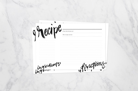 Calligraphy Recipe Card 4x6 Fill in