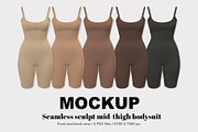 Sculpting Mid Thigh Bodysuit mockup., a Bottom Mockup by Irena Matiash shop (Thumbnail 1 of 2)
