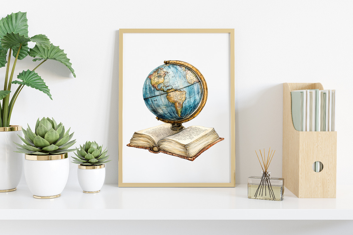 Watercolor Rustic Library Clipart, an Illustration by Canvas Craft (Photo 5 of 7)