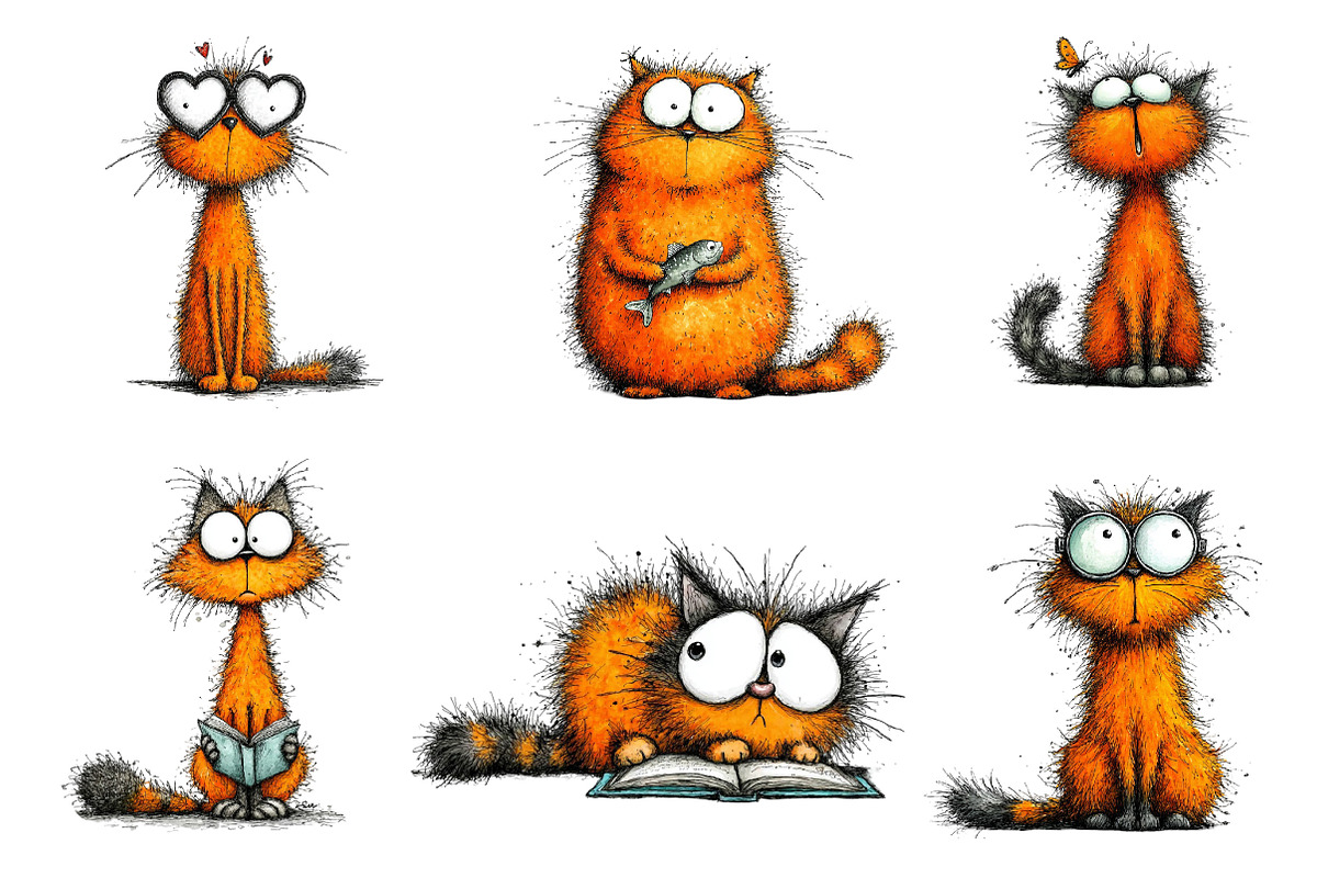 Quirky Cats Sublimation Clipart, an Illustration by Dream Creation (Photo 3 of 7)