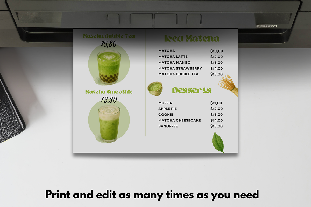 Matcha Menu Template Café Bakerie preview 6