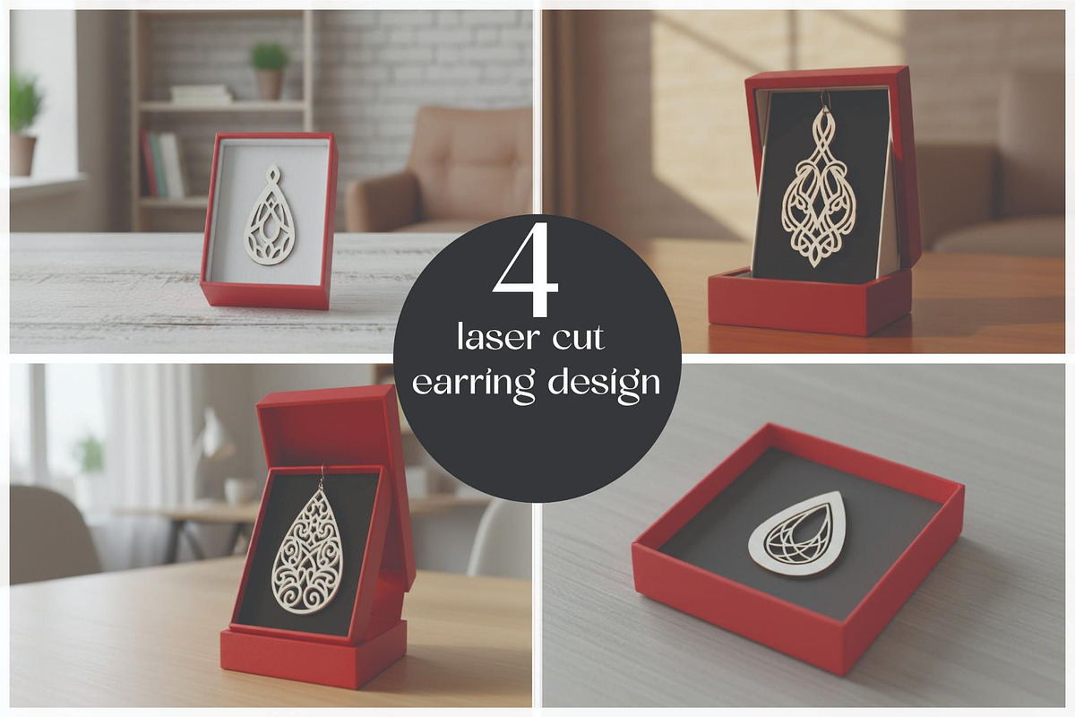 Teardrop Laser Cut Earrings, an Object Graphic by Designer_Momina (Photo 1 of 5)
