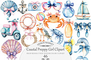 Watercolor Coastal Preppy Girl Clipa, an Illustration by Design Market (Thumbnail 1 of 5)