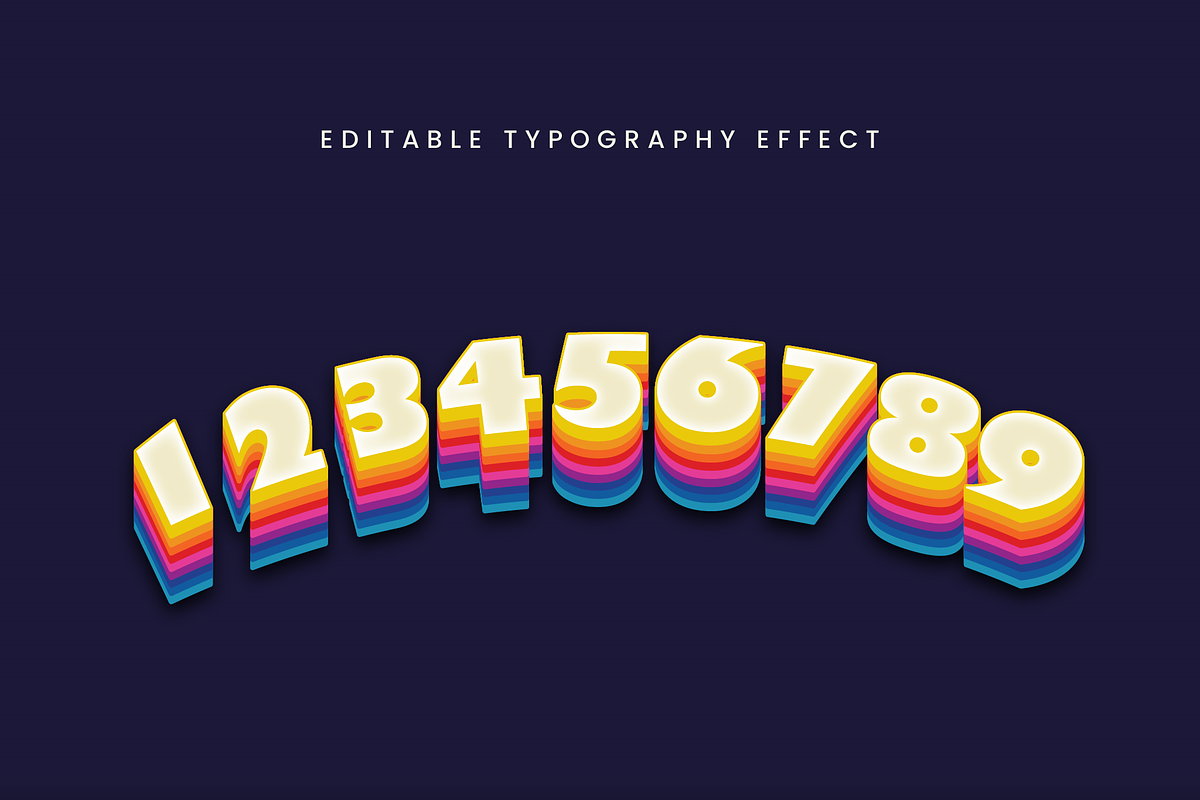 Rainbow Curved 3D Text Effect preview 2
