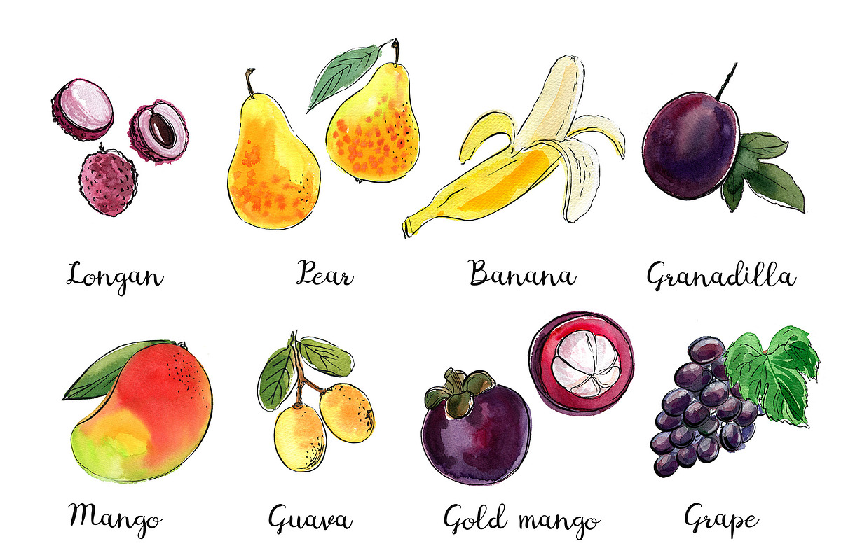 Food watercolor. Fruits and berries, a Food Illustration by irina.vaneeva (Photo 8 of 10)