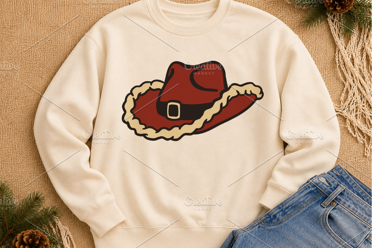 Cowboy Christmas Hat Clipart Set, a Seasonal Illustration by TanchaArt (Photo 3 of 7)