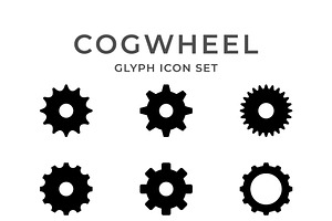 Set glyph icons of cogwheel, a Solid Icon by motorama